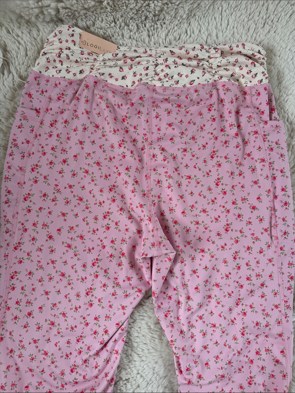 Aerie Pink Floral Ruffled-Waist Leggings - Picture 4 of 6